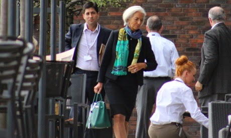 Christine Lagarde la presidenta del FMI llega a Bilderberg 2014
